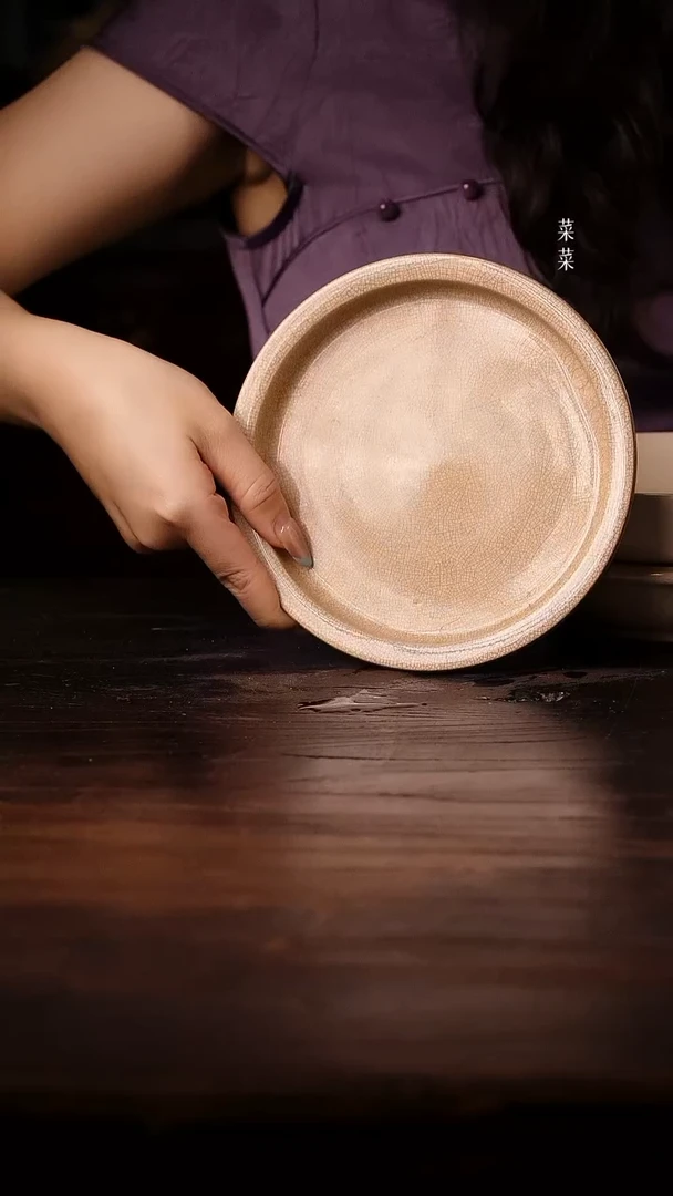 老漳州窑可养开片开线壶承 大直径