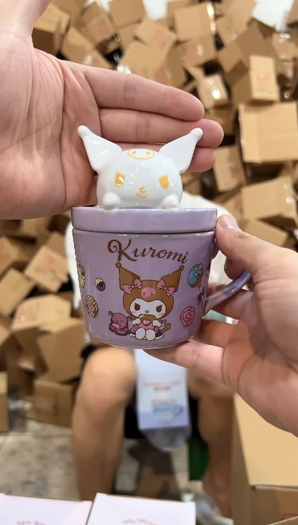 瓷片原盒立体甜品库洛米带盖杯