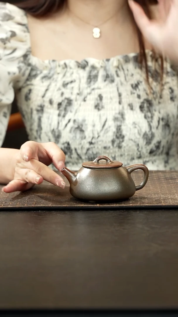 茶壶紫砂柴烧底槽青平盖石瓢150cc