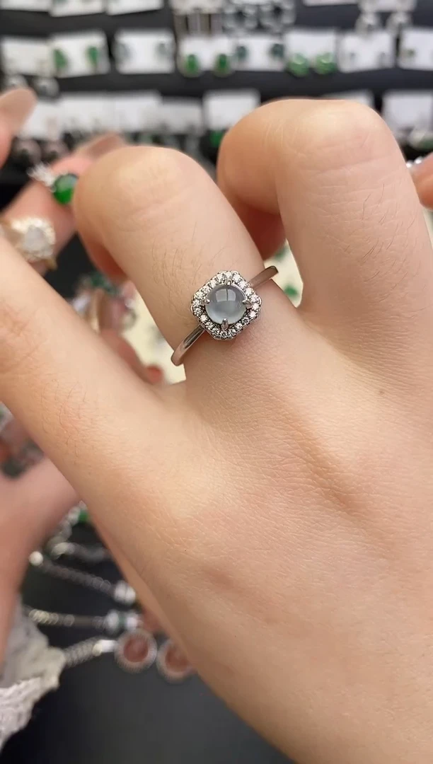 银S925镶嵌戒指翡翠0