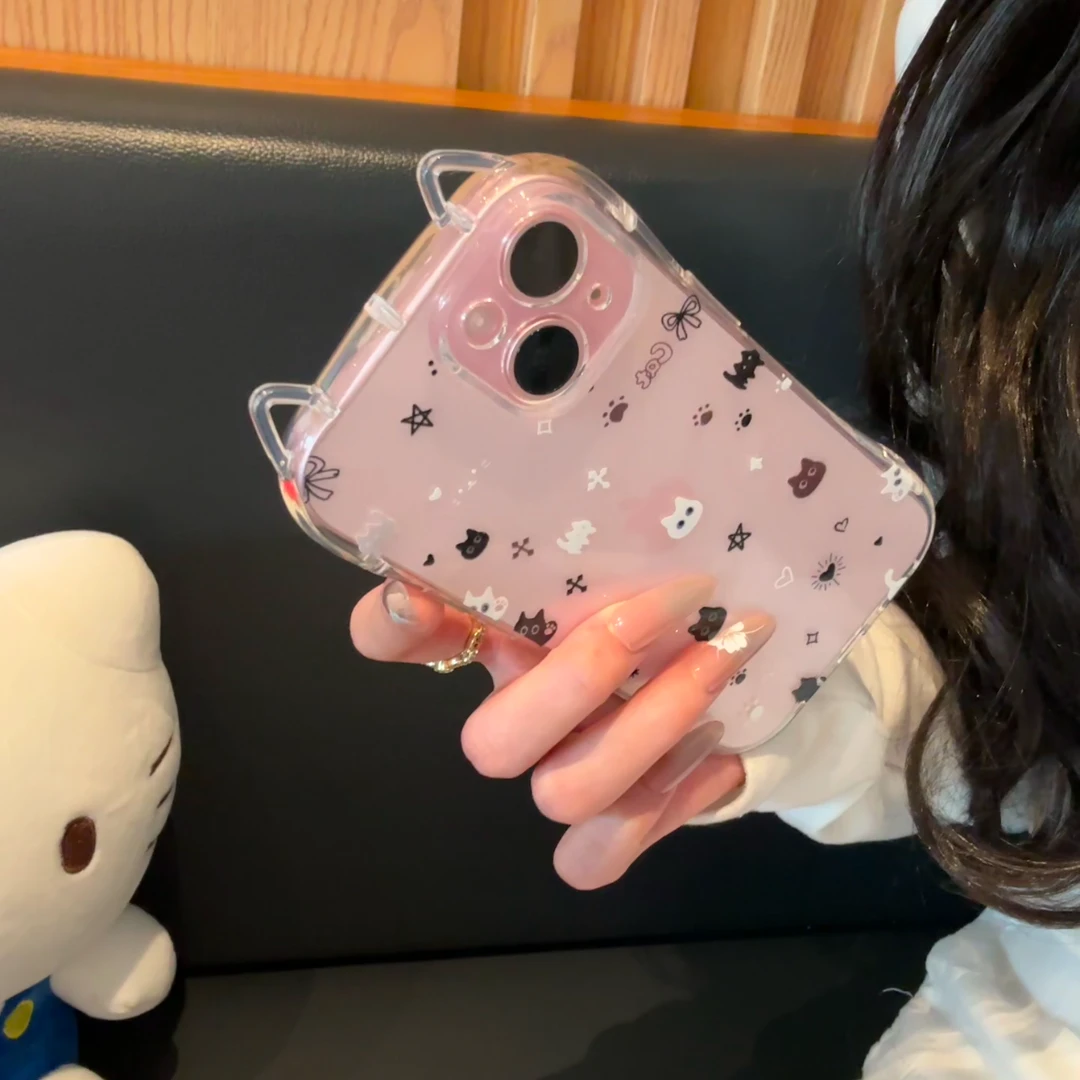 欧克里里小猫元素适用苹果16promax/15猫耳朵手机壳14/13女12/11