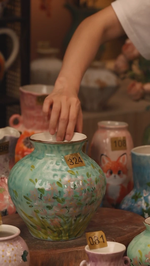 陶瓷324景德镇设计师手作花器摆件侘寂风