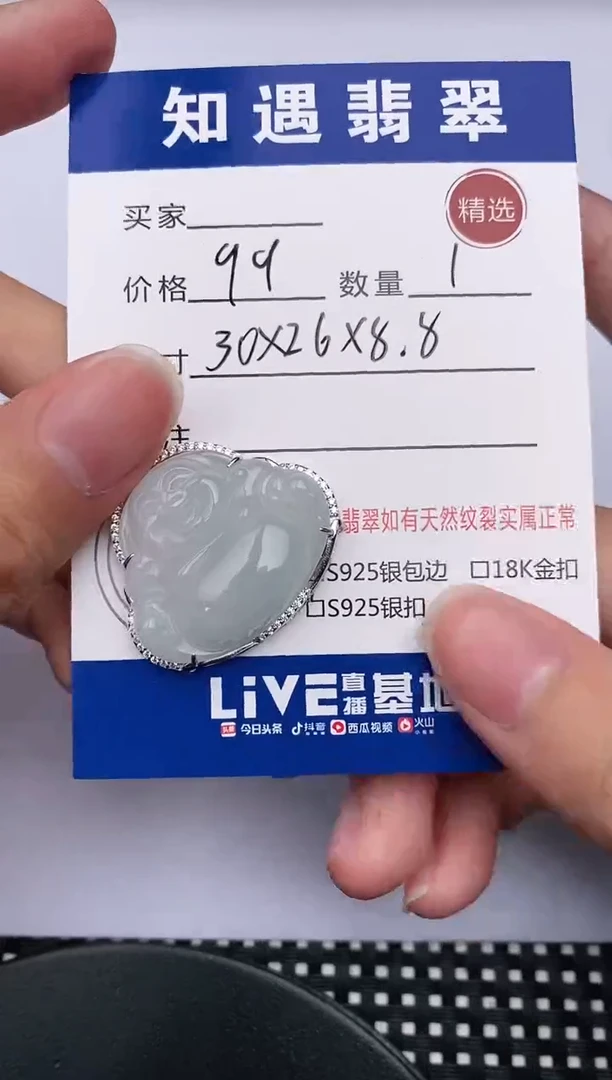 翡翠银S925镶嵌颈饰挂件