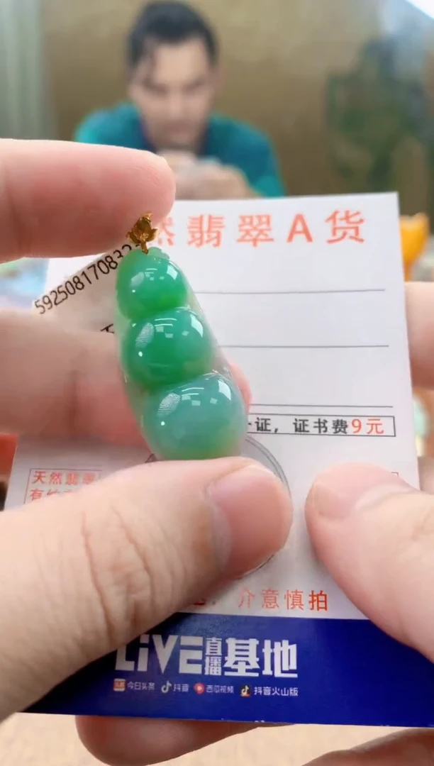 颈饰18K金镶嵌翡翠天然A货翡翠挂件