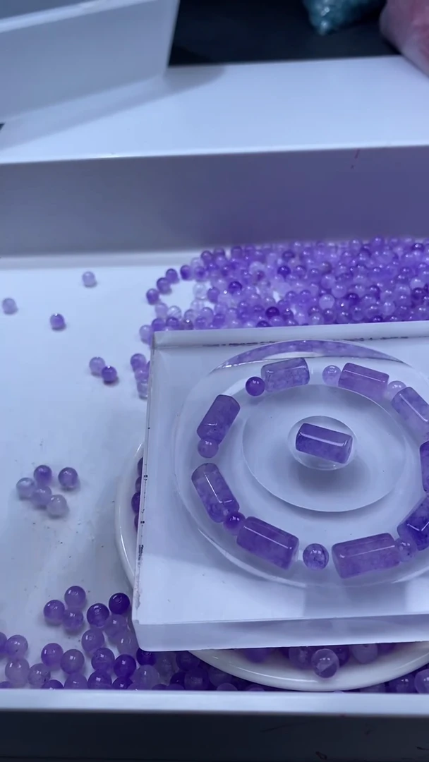 颈饰未镶嵌水晶w1838紫碧玺6mm*30颗