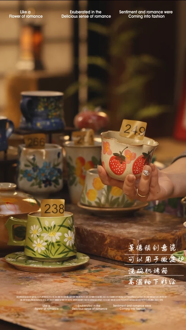 陶瓷景德镇高温手绘釉下彩绘设计师款式