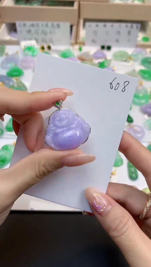 颈饰18K金镶嵌翡翠天然缅甸A货翡翠