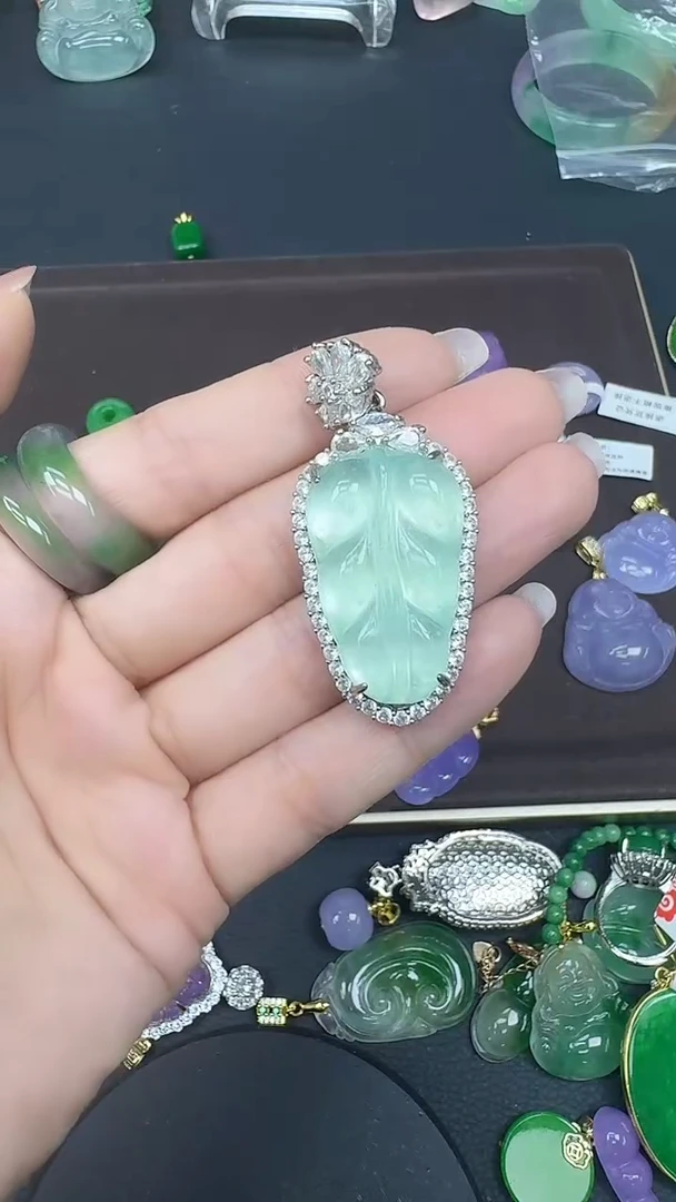 无非金属白冰叶子镶嵌