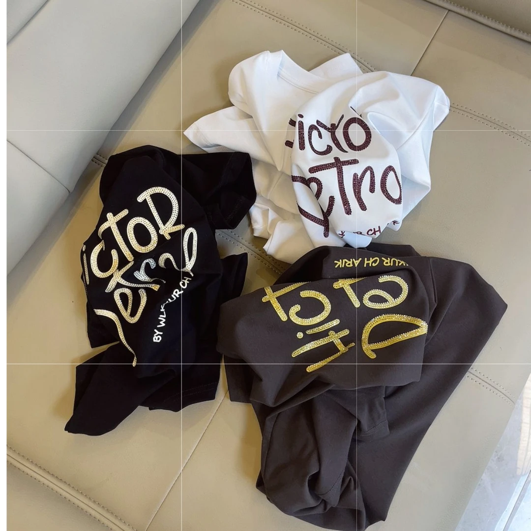 E470【麦子优选】韩版显瘦字母上衣T