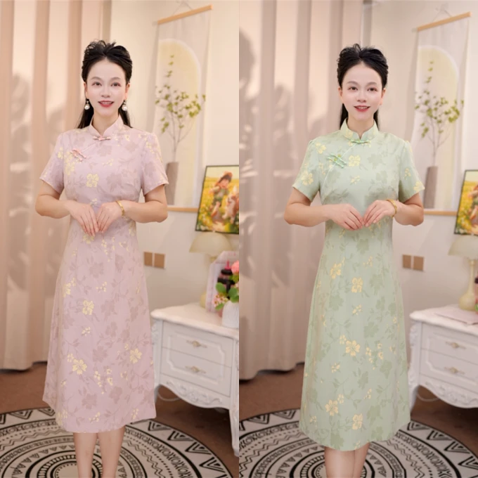 夏季无开叉A版小个旗袍衣长105遮肉显瘦中式改良送考连衣裙  知夏