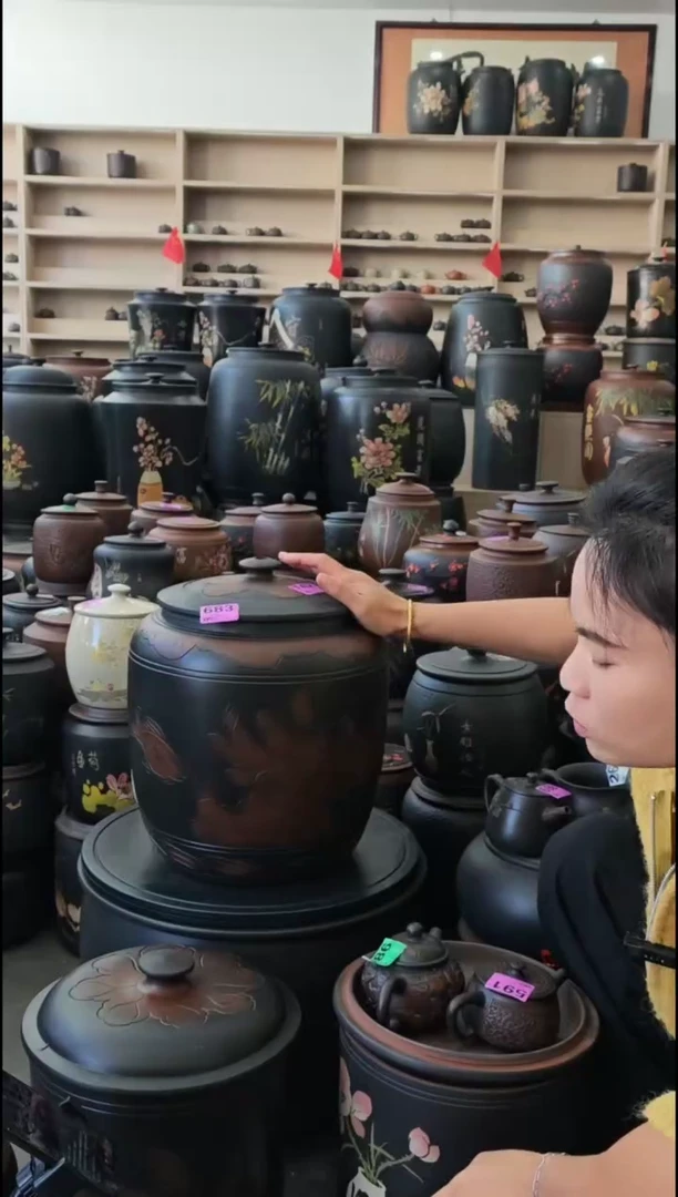 罐完品茶缸高33cm荷花  742