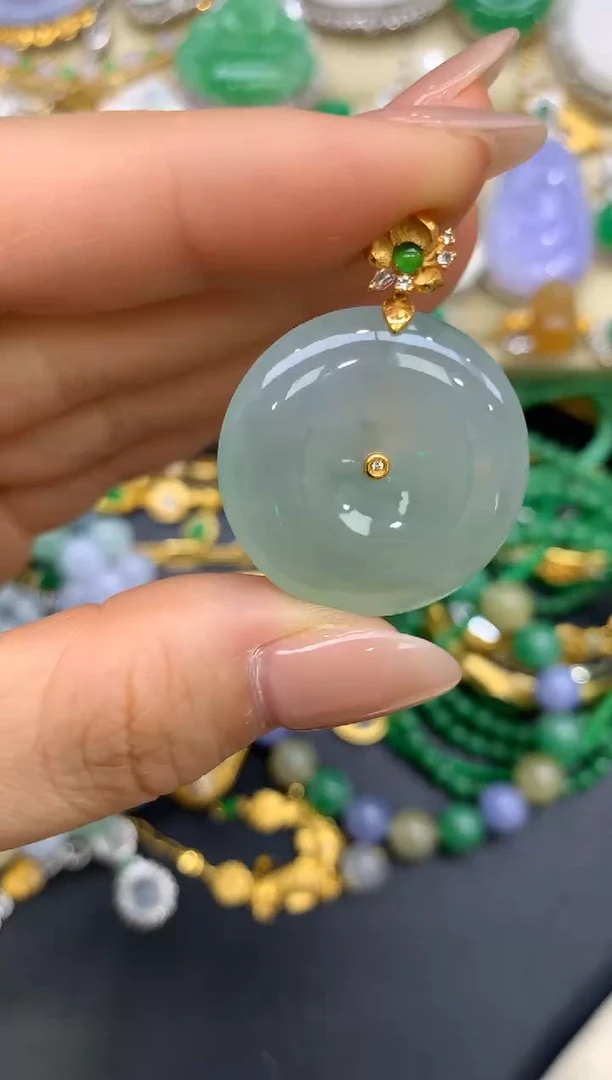 翡翠18K金镶嵌颈饰327-中国好珍宝