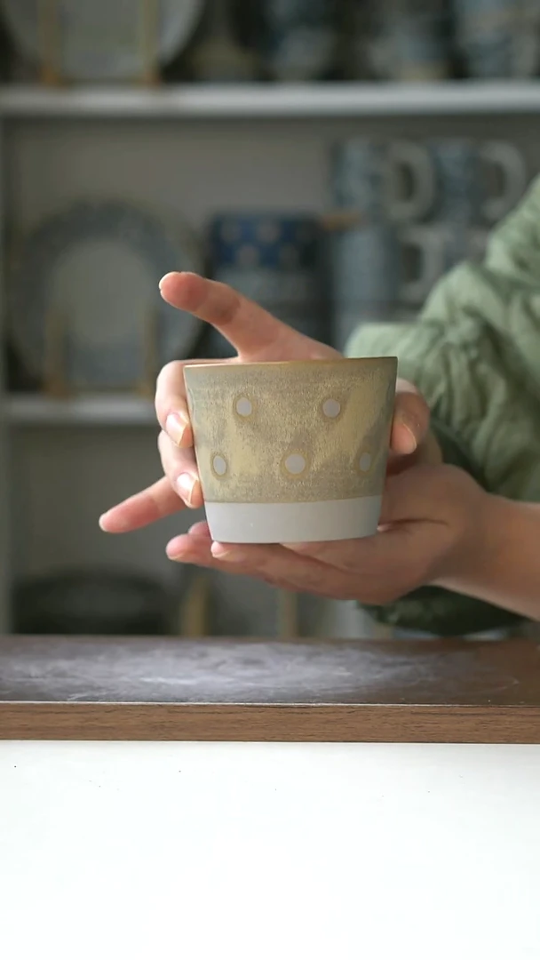 陶燕麦曲奇波点猪口杯220@4-2@