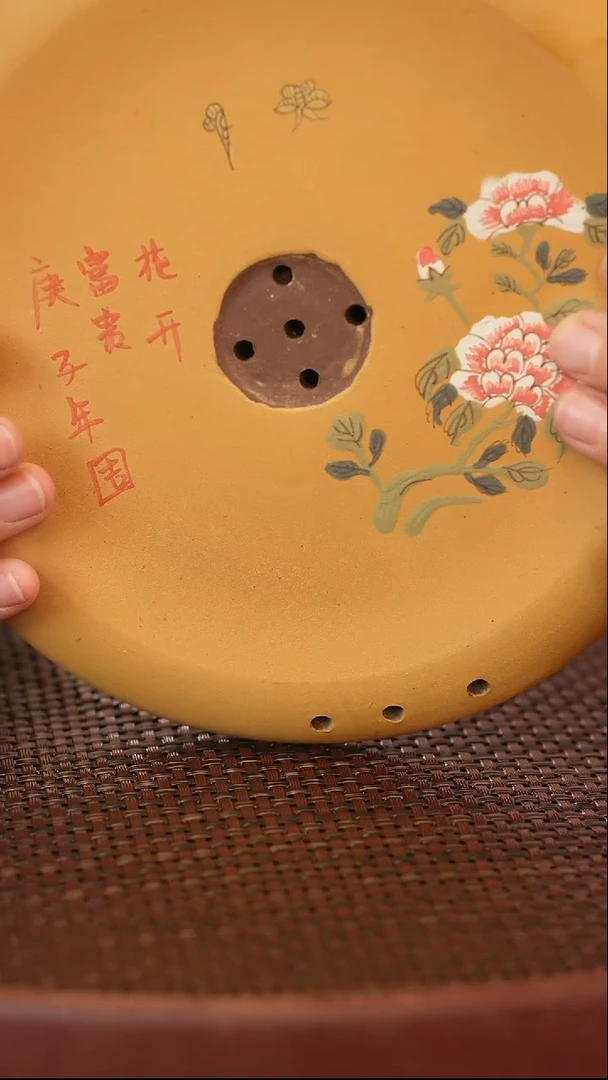 茶壶紫砂原矿手工制作花开富贵蓄水壶承