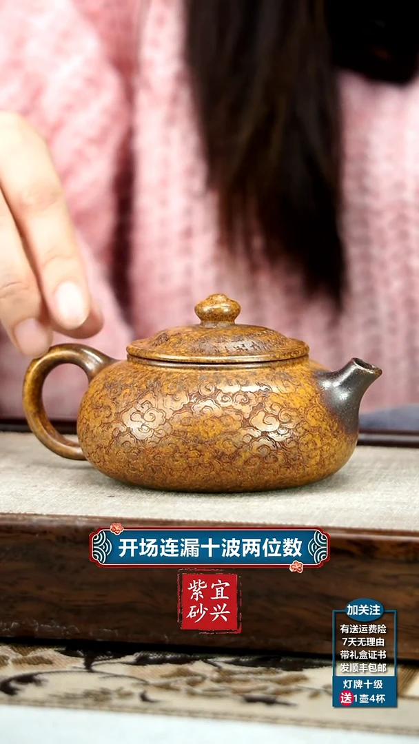 【闪购商品】紫砂茶壶顾建华高温柴烧观云寒江160cc