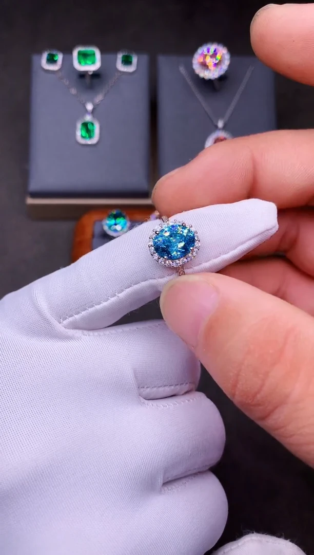 银S925镶嵌戒指帕拉依巴碧玺蓝