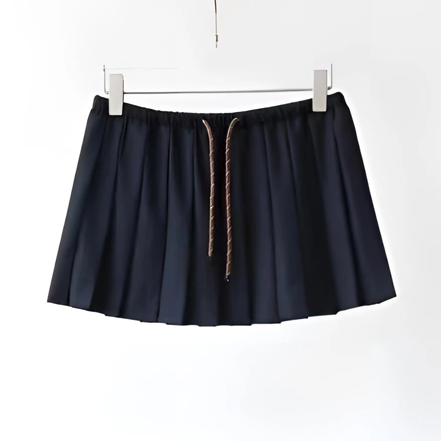 ICCLEK 经典百搭学院 压褶半身裙 显瘦-7031