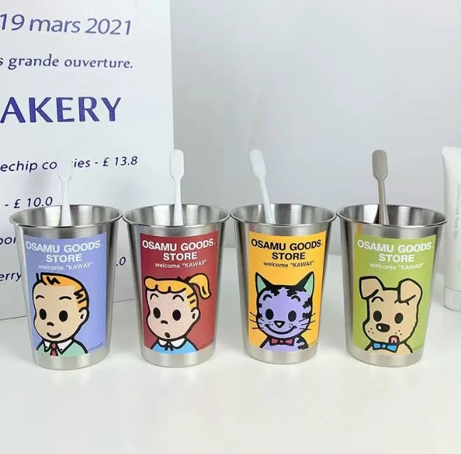 漱口杯儿童食品级不锈钢防霉抗菌家用轻奢牙缸情侣一对卡通牙刷杯