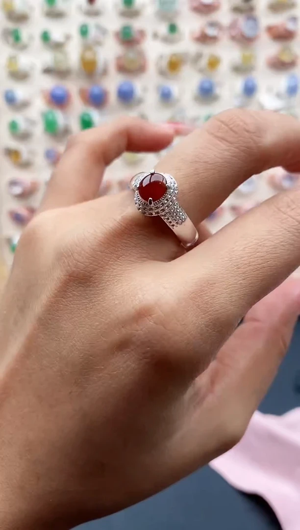 【闪购商品】翡翠戒指未镶嵌缅甸天然A货翡翠444 6+2