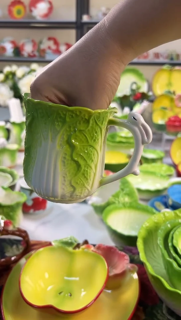 陶瓷白菜马克杯 350ml（今天拍明天发）