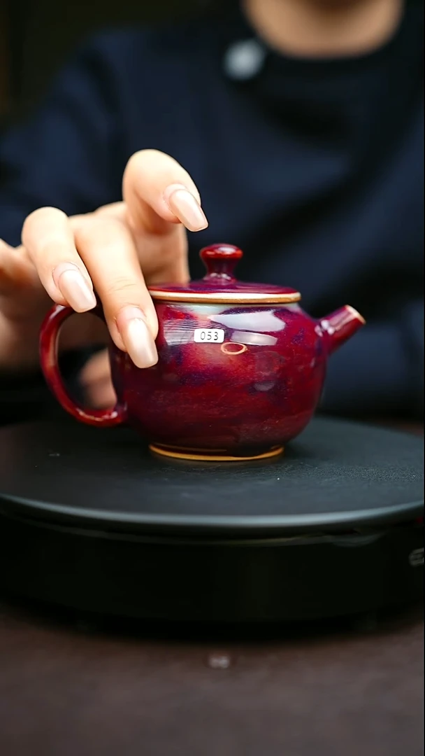 053#原矿钧瓷炉钧釉苹果壶