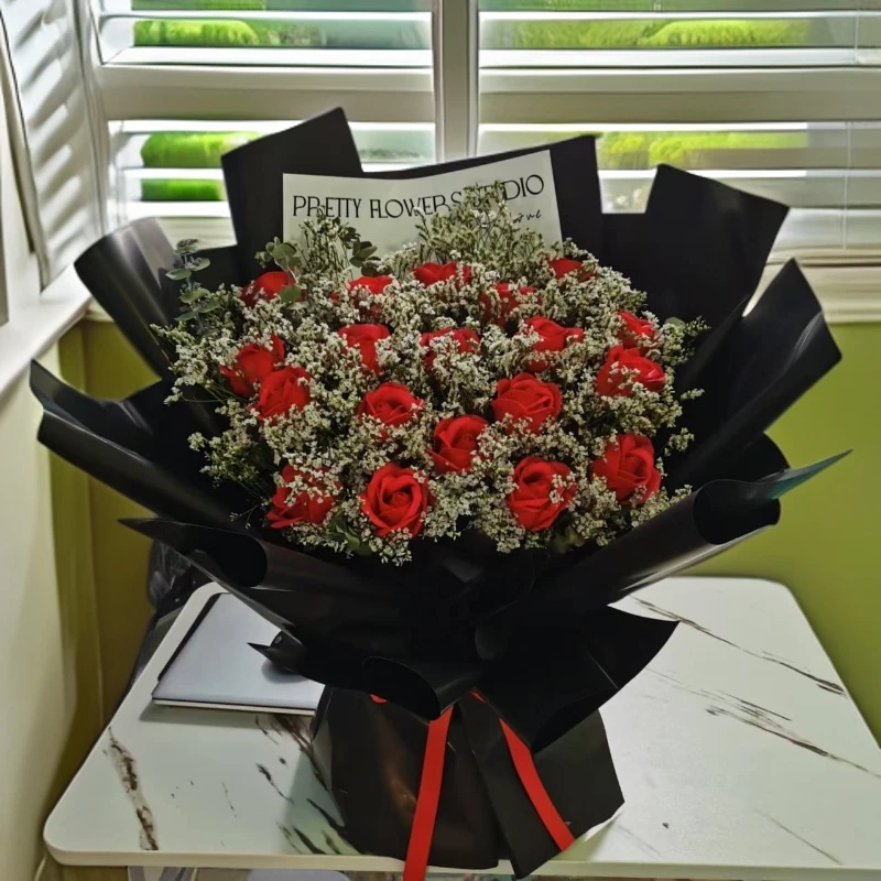 水晶干花配永生皂花红玫瑰花束送女友老婆生日礼物包邮可放两年