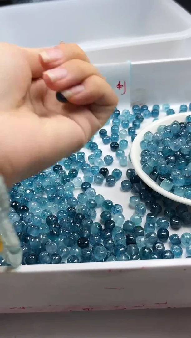 未镶嵌颈饰玛瑙/玉髓W1769老蓝水飘花老型8*7MM*20颗