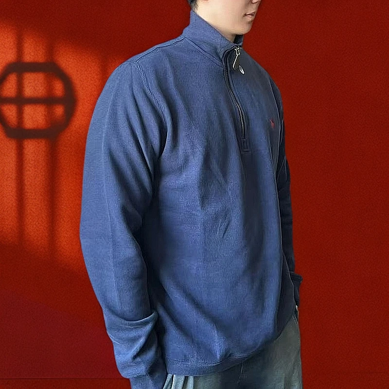 骑士卫衣24ss刺绣拉链高领卫衣时尚休闲百搭运动纯色