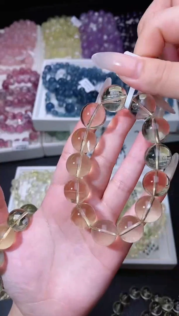 水晶手链未镶嵌716.8巴西黄水晶手串 多样性发其一