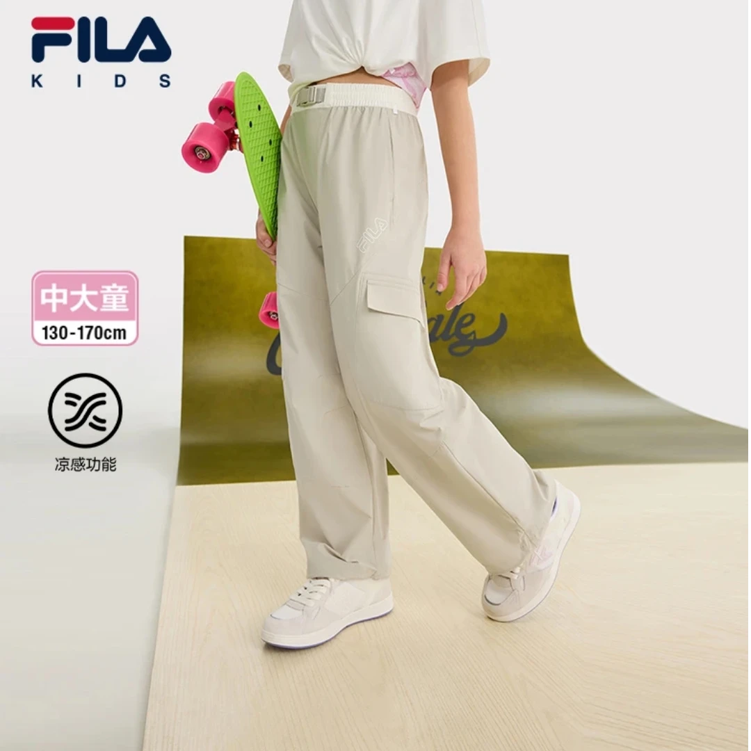 【凉感】FILA斐乐儿童女8-16岁中大童裤子透气梭织长裤K12G521802F