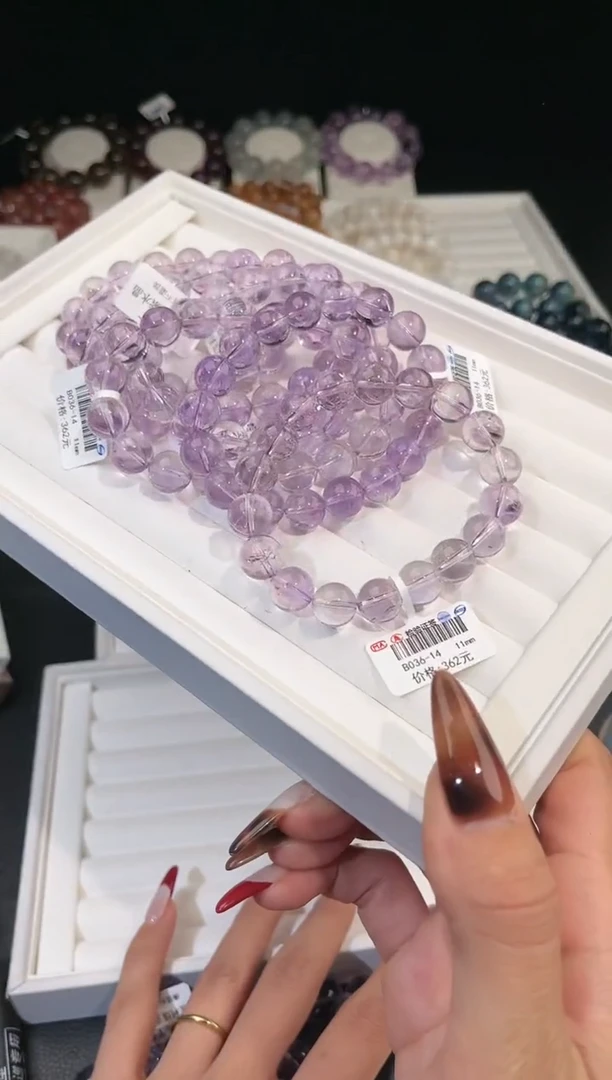 【闪购商品】水晶手链未镶嵌多样性发一紫水11mm