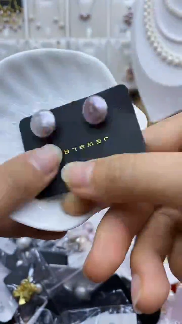 银S925镶嵌耳饰淡水珍珠耳钉