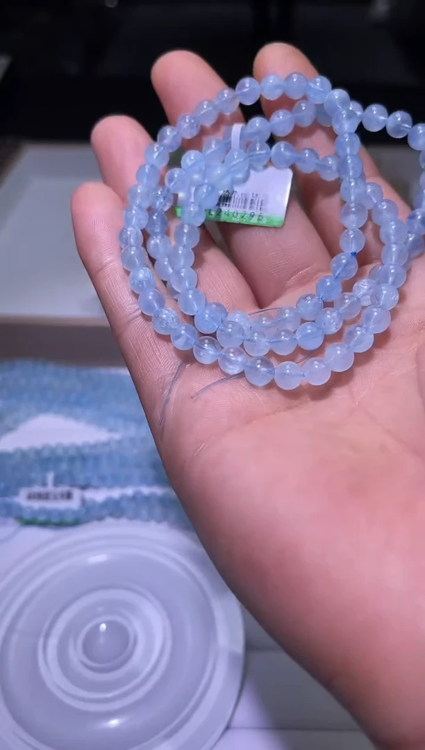 未镶嵌手串海蓝宝石J017-6mm海蓝宝多圈-多样性发其一