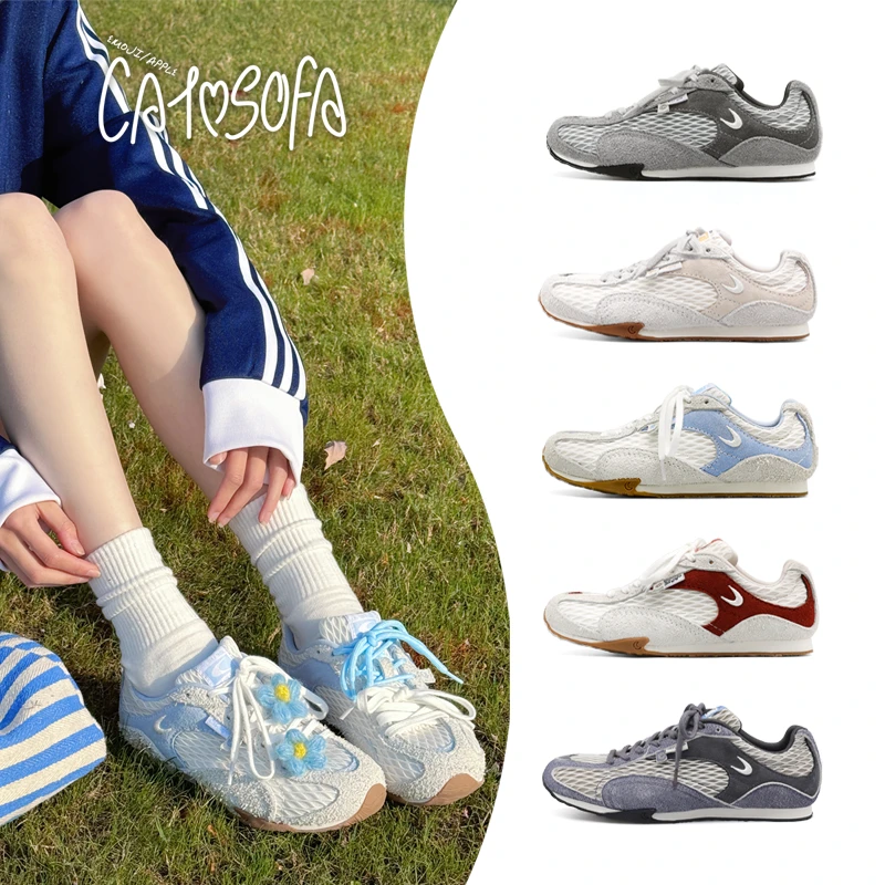 猫与沙发/薄底渔网鞋透气网面粗网平底运动鞋