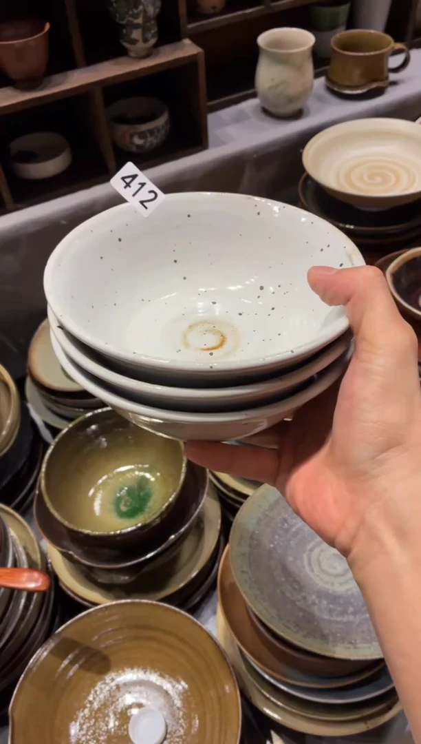 瓷片?**?412白麻点粥碗3个