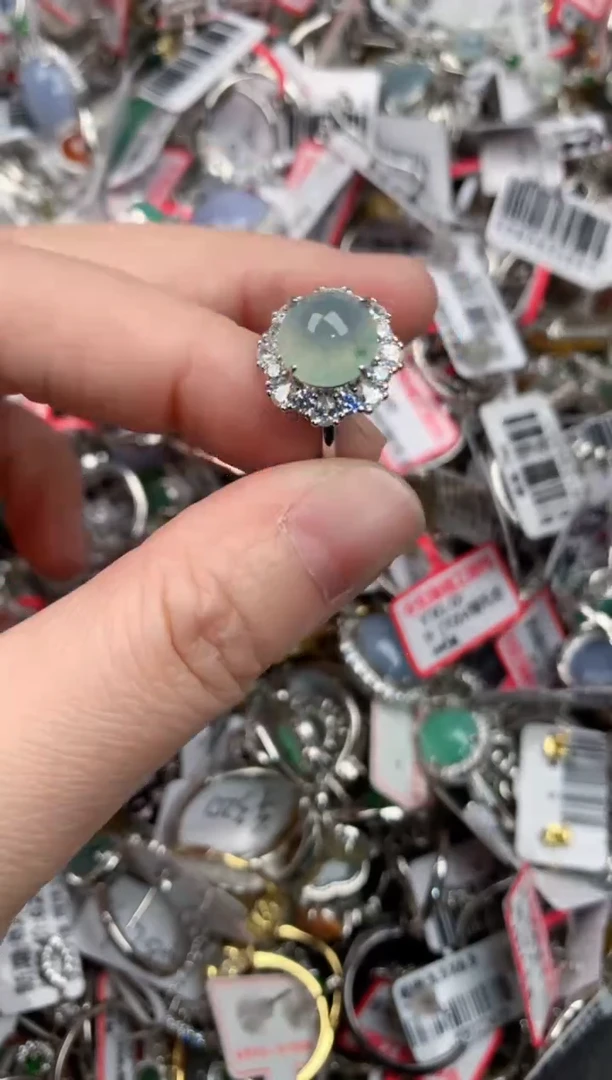 银S925镶嵌戒指翡翠10           7