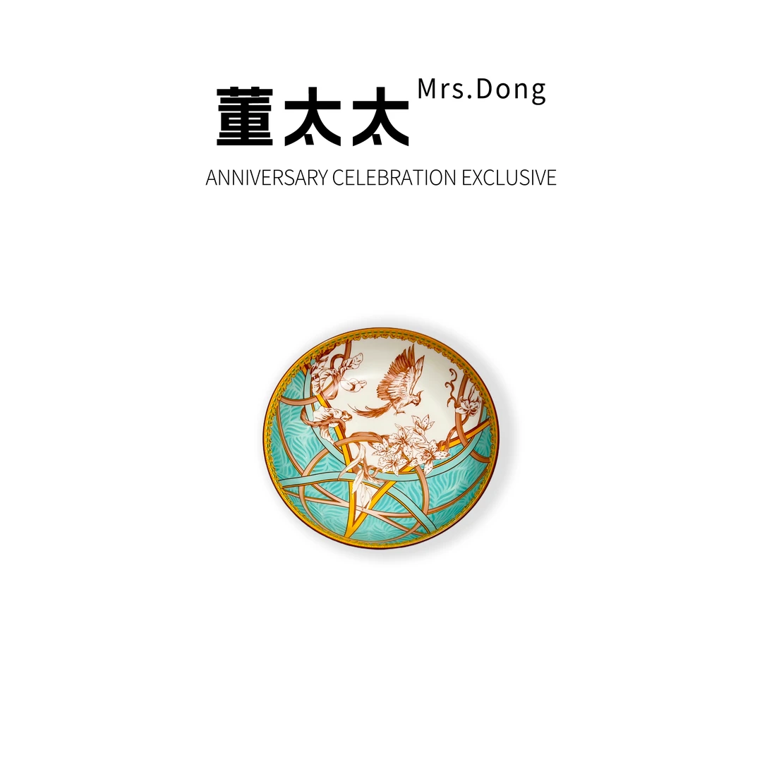 （董太太福利）3个装-7英寸釉中彩植物花卉园形欧式盘菜碟小盘餐具