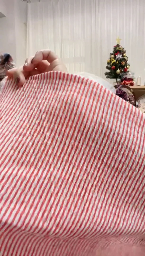 棉福利款 买一送一实发2米  红白盐缩条纹涤棉布