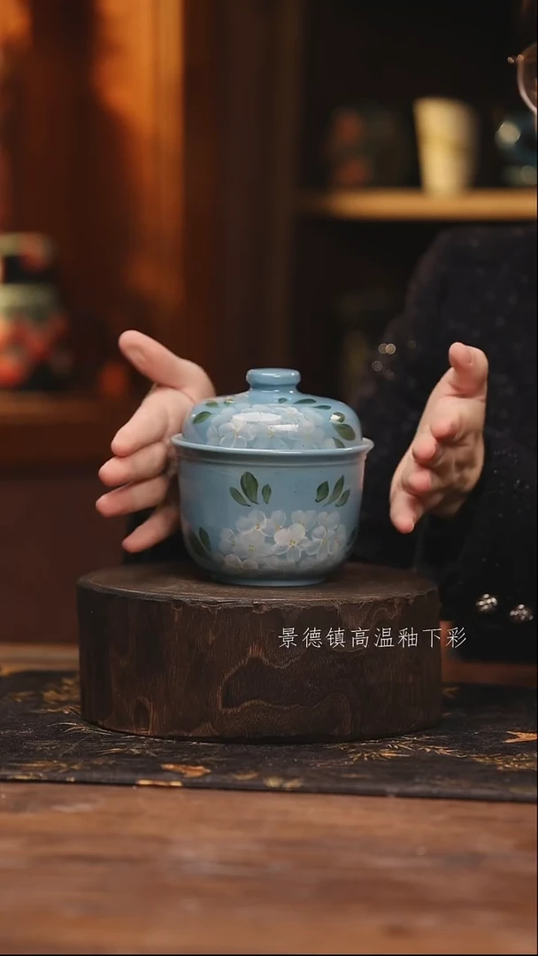 陶瓷景德镇高温釉下手绘陶瓷@L505@