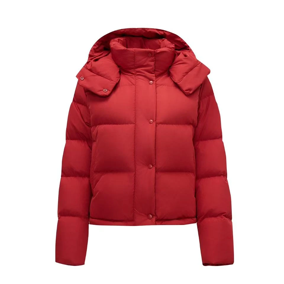 女士短款95白鸭绒可拆卸立领连帽羽绒服5002