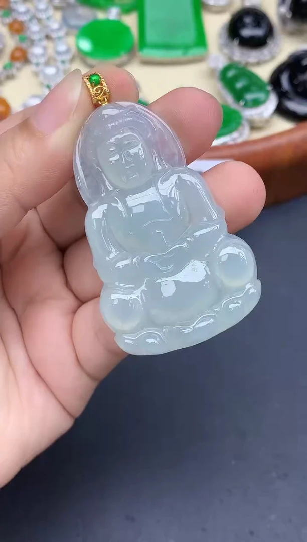 颈饰18K金镶嵌翡翠447-中国好珍宝