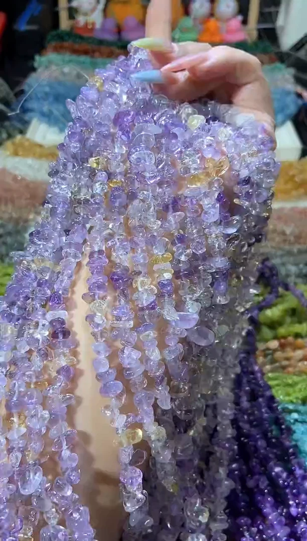 水晶珠宝半成品未镶嵌紫黄晶