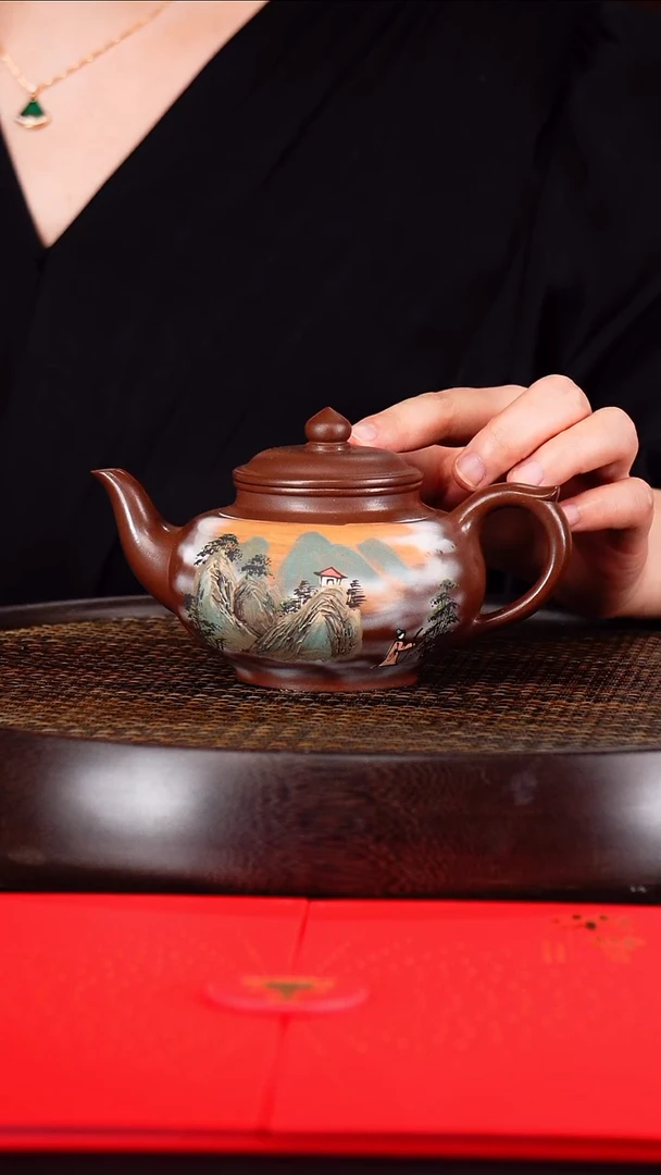 茶壶紫砂杨菲 笑樱110 龙血砂 340毫升