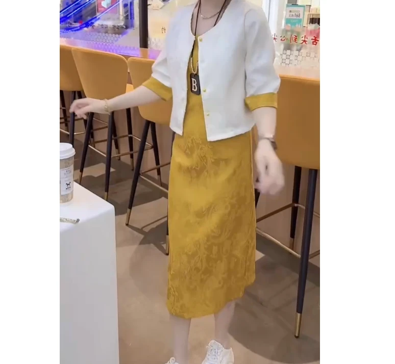 2025夏季新款网红同款洋气减龄气时尚外套裙子两件套女珍-t8