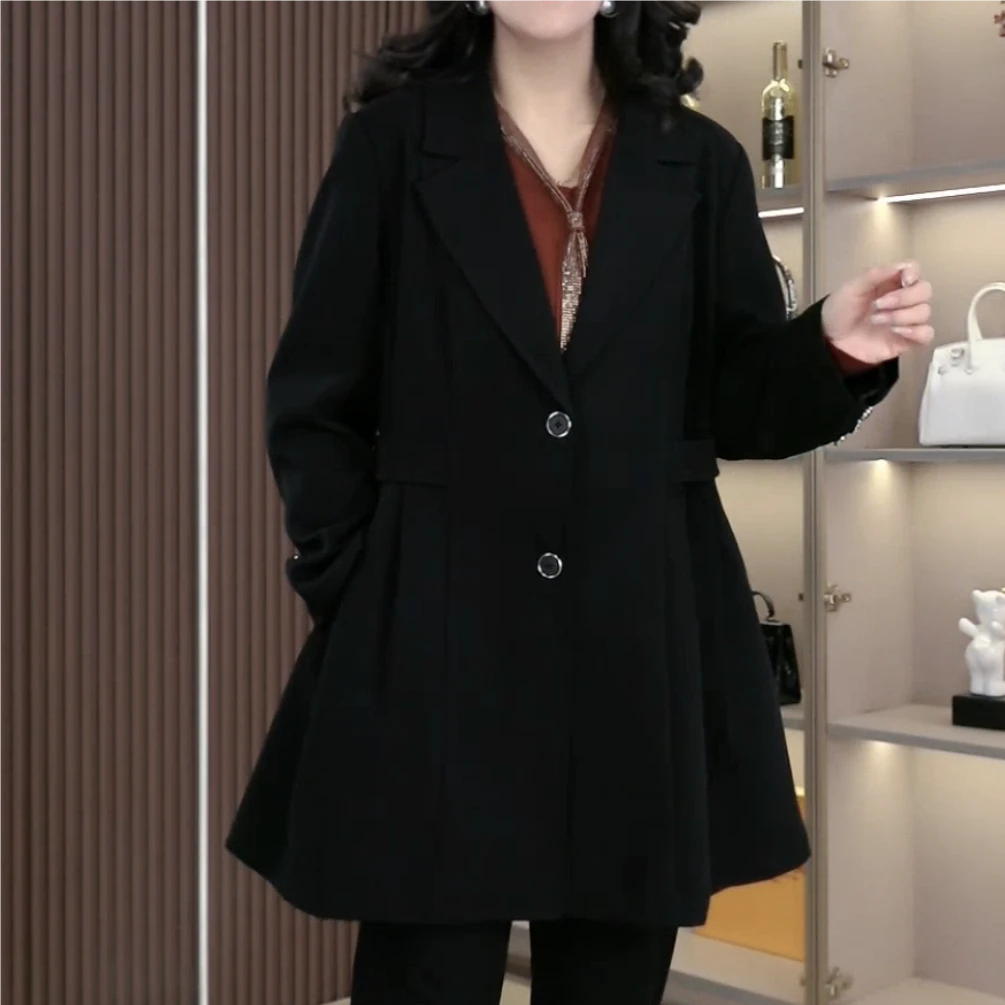 苏兰诺大码女装气质显瘦遮肉高级洋气时尚感中长款风衣外套ZB6156