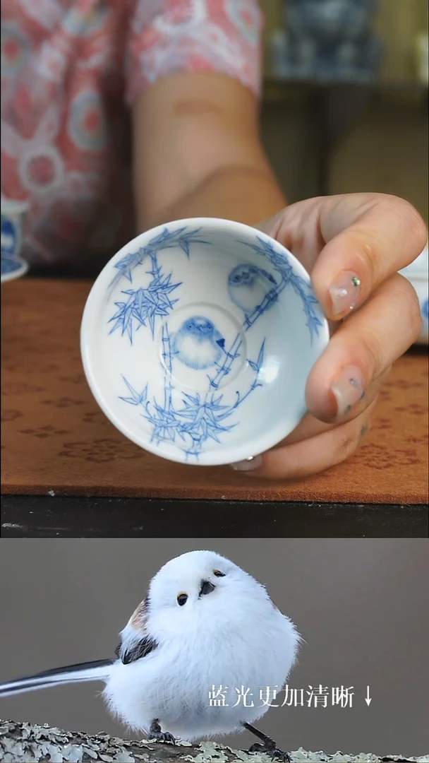 杯子浮光琢玉 羽间集系列 北长尾山雀小肥啾 一口杯