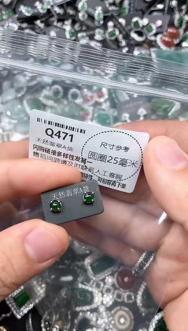 翡翠未镶嵌颈饰Q471耳钉