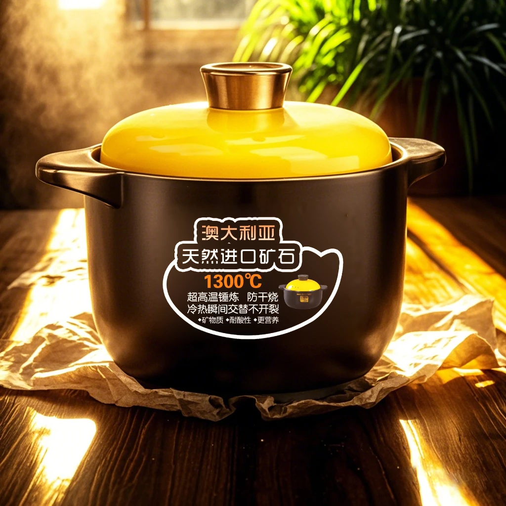 【终身质保】高品质陶瓷煲5.0L砂锅创意圆形大容量质保收纳