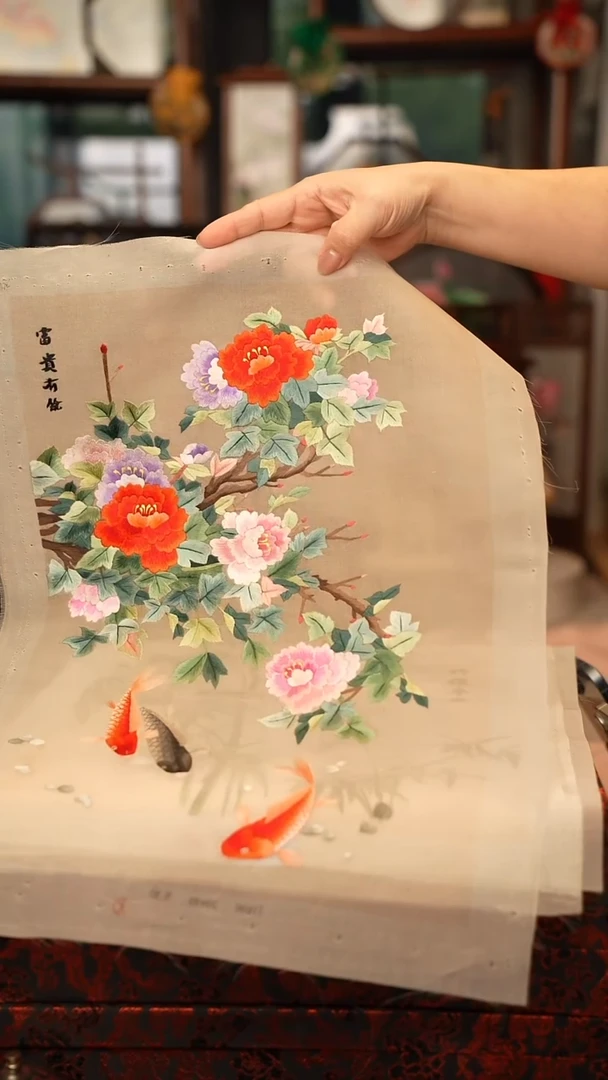 扇子苏绣绣片 30乘40