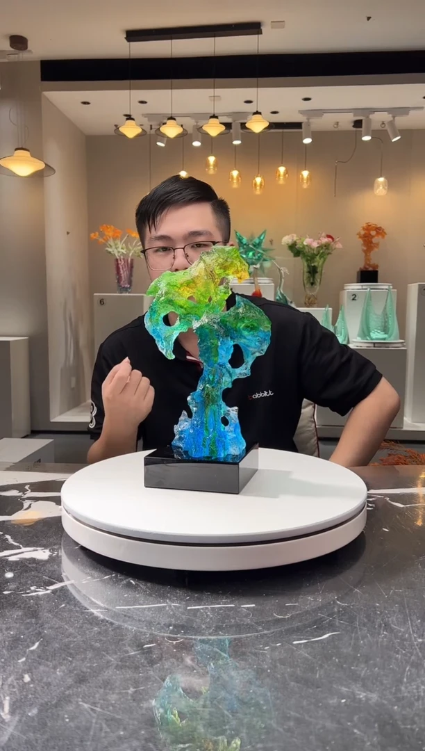 摆件巴比特美学-蓝绿中号太湖石+底座